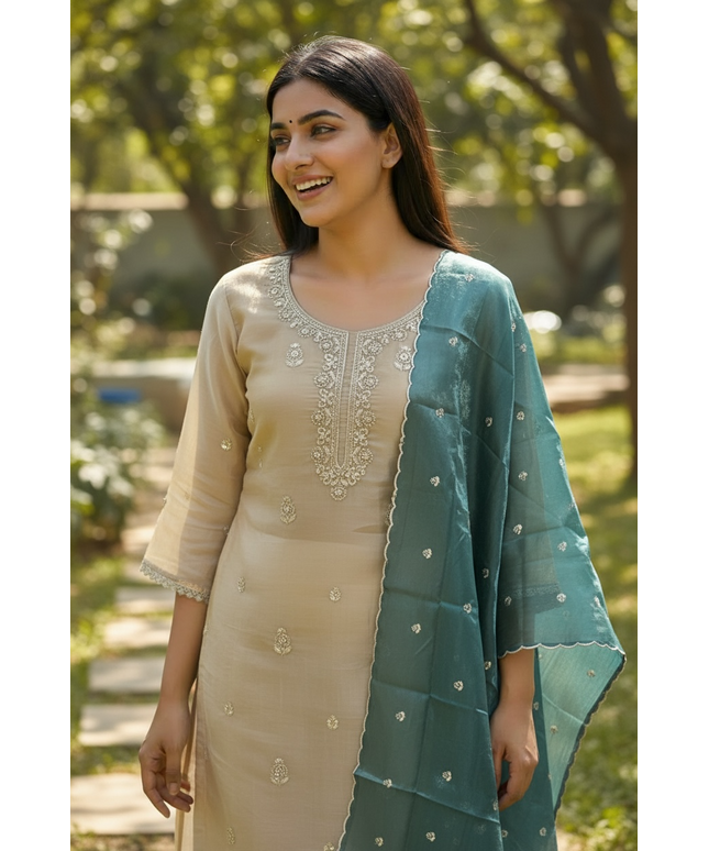 Tissue silk Kurti Plazzo set