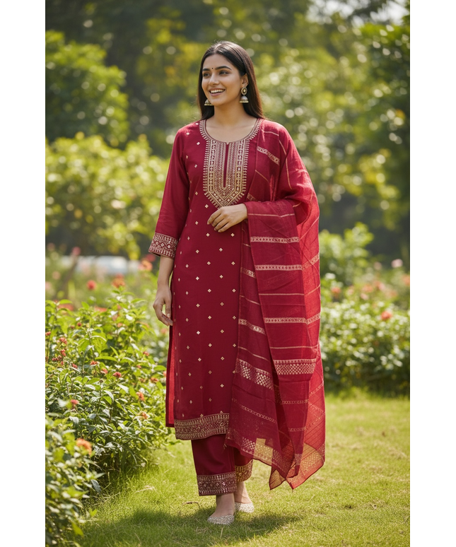 Crape silk Kurti set / salwar suit