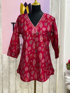 Linen silk short kurti