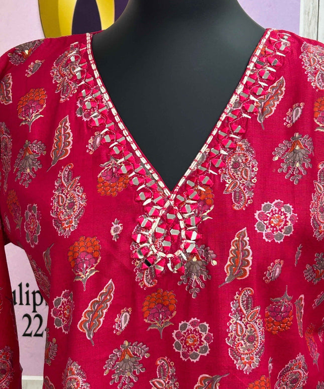 Linen silk short kurti