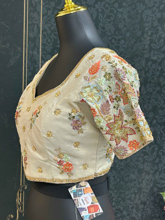 Tissue silk blouse with embroidery work