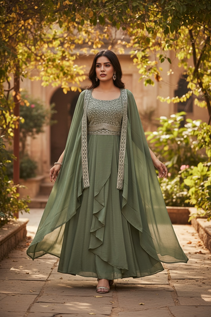 Lehenga saree with cape