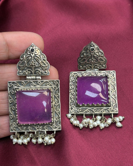 Silver look alike earrings - Kurti Connection USA
