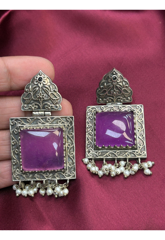 Silver look alike earrings - Kurti Connection USA