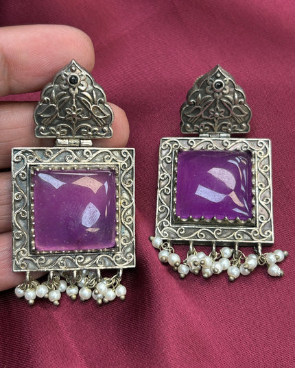 Silver look alike earrings - Kurti Connection USA