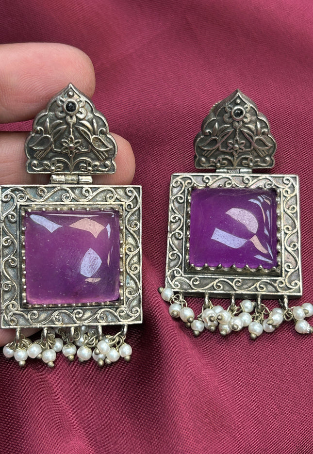 Silver look alike earrings - Kurti Connection USA