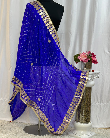 Blue Bandhani dupatta: gota Patti - Kurti Connection USA