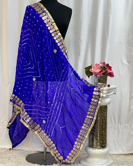 Blue Bandhani dupatta: gota Patti - Kurti Connection USA