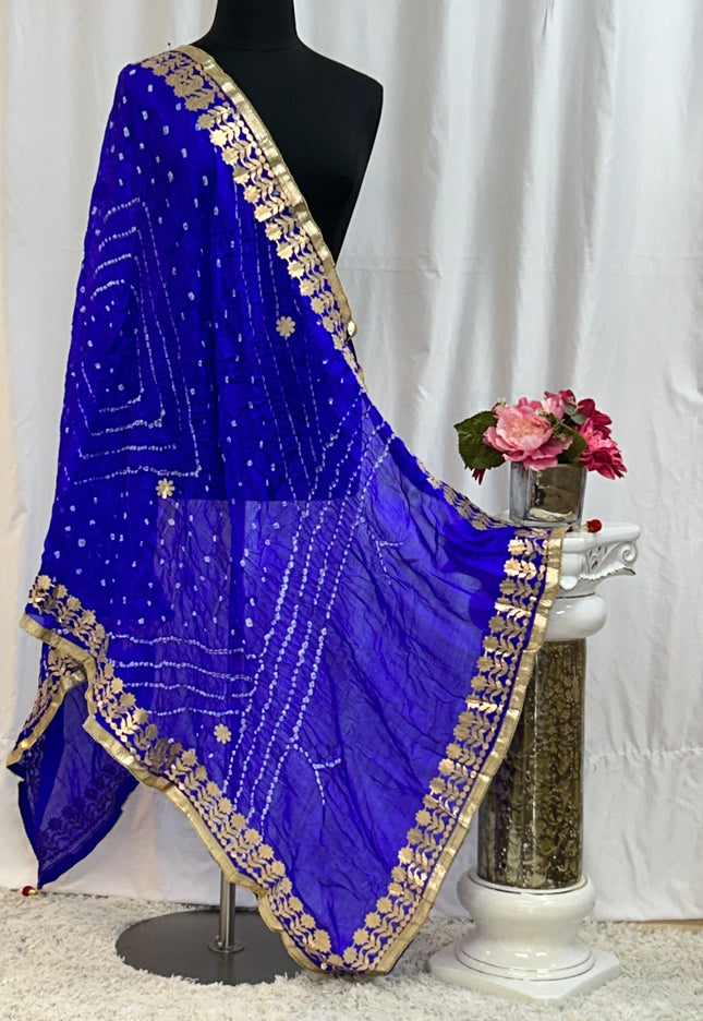 Blue Bandhani dupatta: gota Patti - Kurti Connection USA