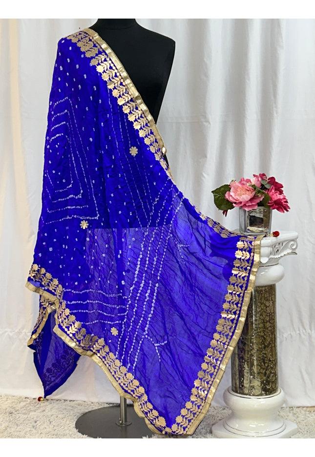 Blue Bandhani dupatta: gota Patti - Kurti Connection USA