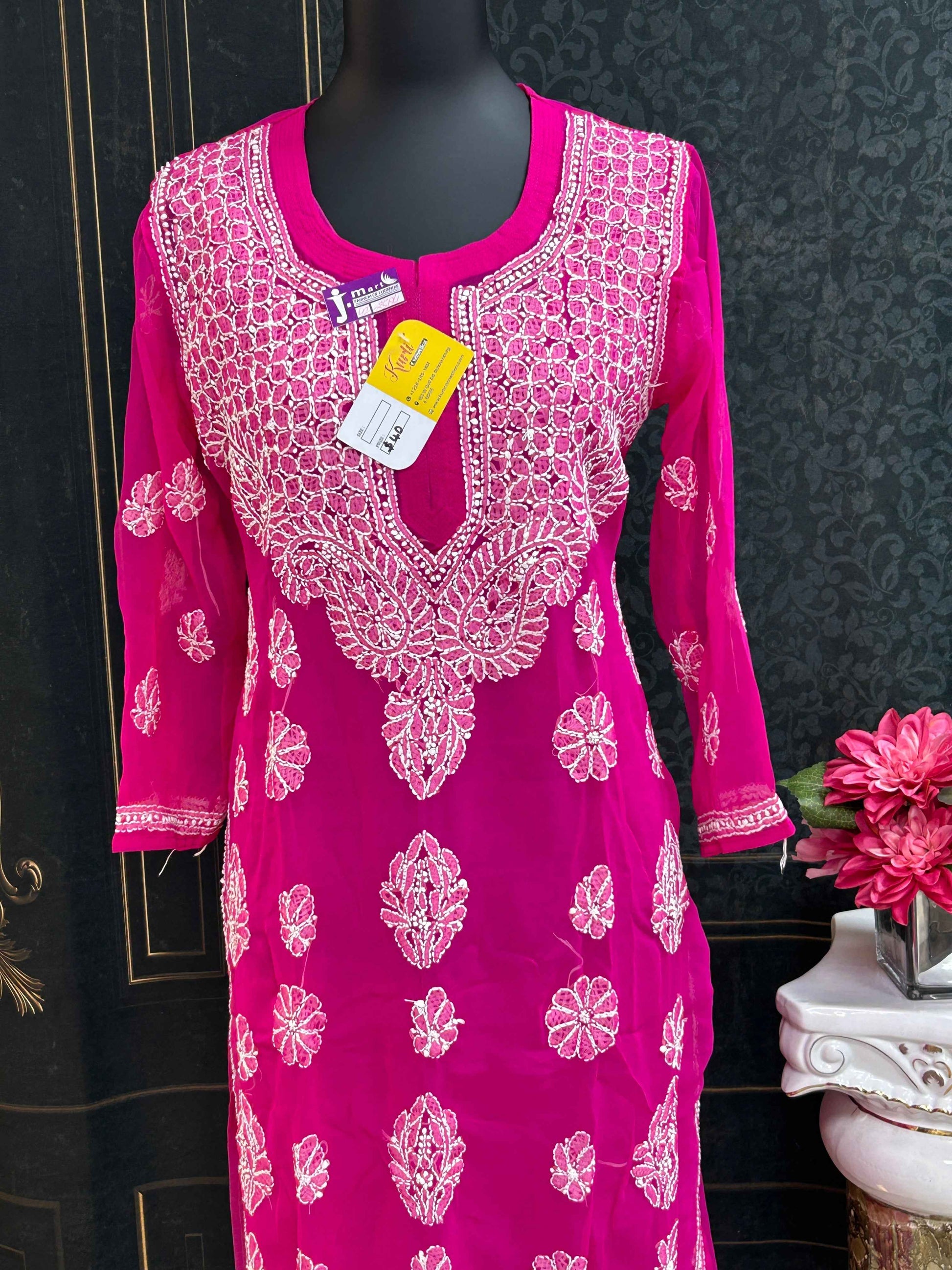 Chiffon Chikankari kurti