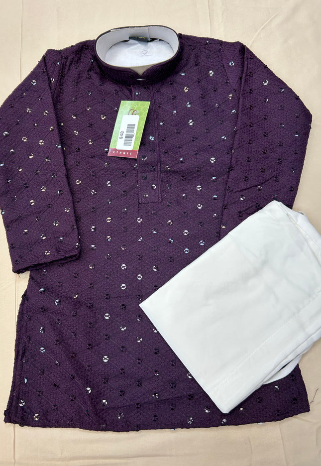 Sequin kurta set : purple (kids : boys) - Kurti Connection USA