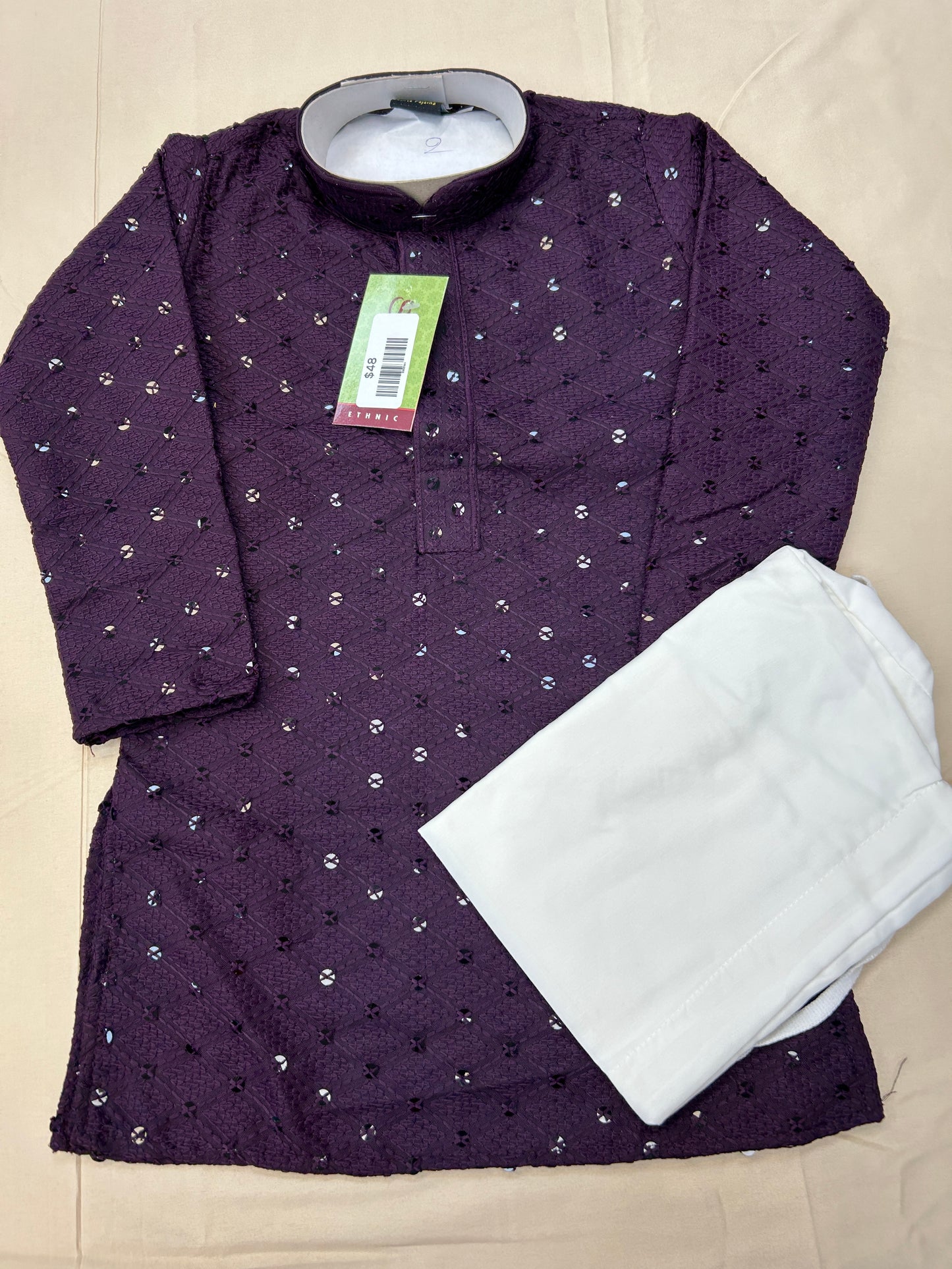 Sequin kurta set : purple (kids : boys)