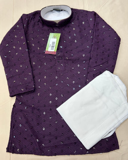 Sequin kurta set : purple (kids : boys) - Kurti Connection USA