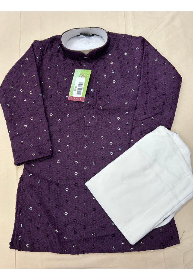 Sequin kurta set : purple (kids : boys) - Kurti Connection USA