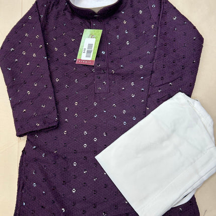Sequin kurta set : purple (kids : boys) - Kurti Connection USA