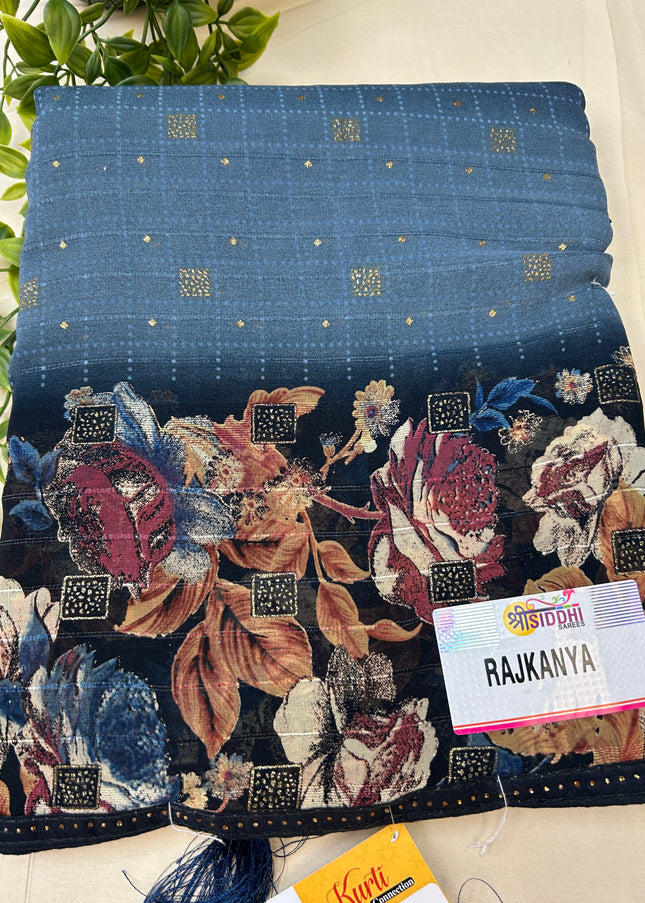 Chiffon Saree with blouse piece - Kurti Connection USA