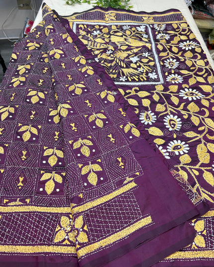 Kantha stitch saree - Kurti Connection USA