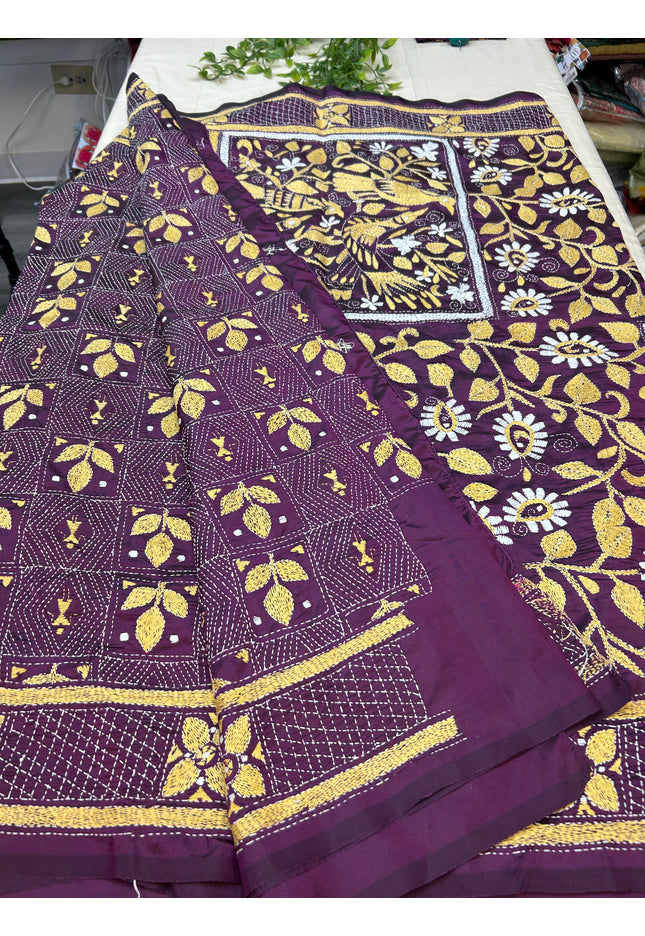 Kantha stitch saree - Kurti Connection USA