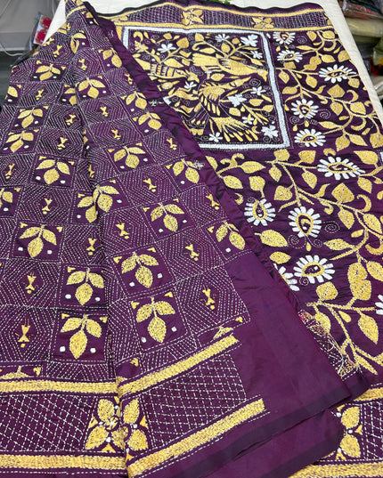 Kantha stitch saree - Kurti Connection USA