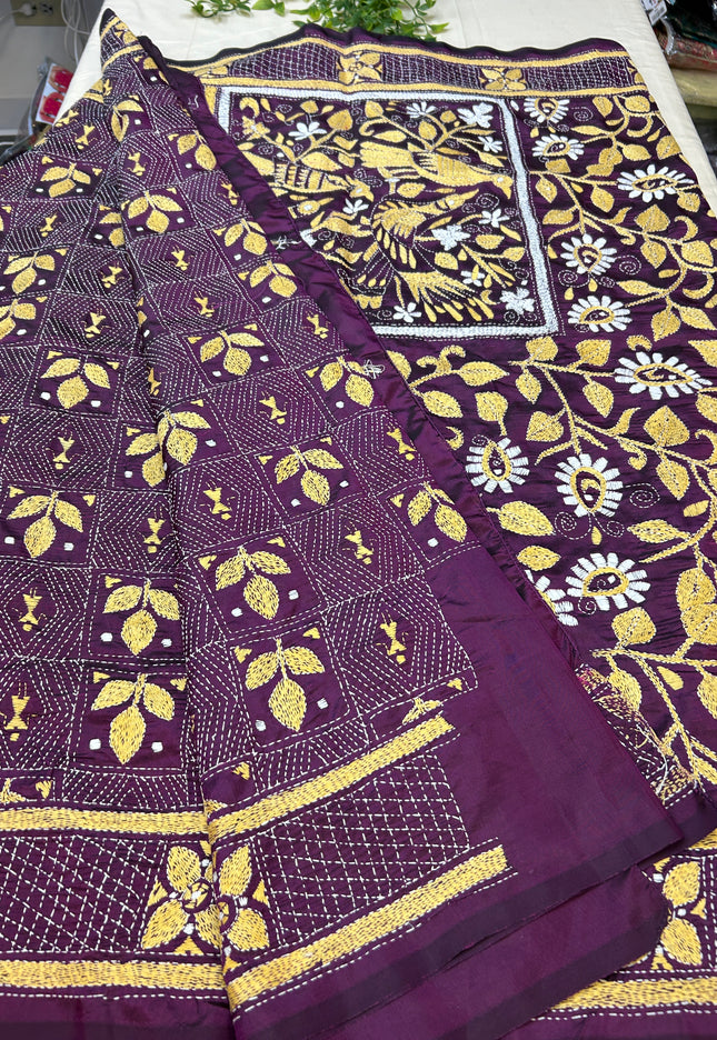 Kantha stitch saree - Kurti Connection USA