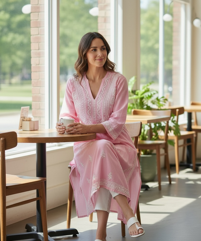 Chikankari cotton Kurti