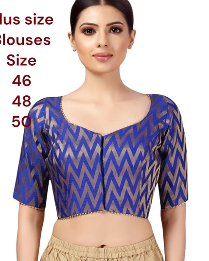 Royal blue blouse : plus size blouse - Kurti Connection USA