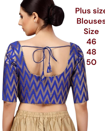 Royal blue blouse : plus size blouse - Kurti Connection USA