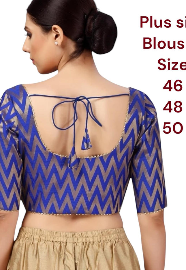 Royal blue blouse : plus size blouse - Kurti Connection USA