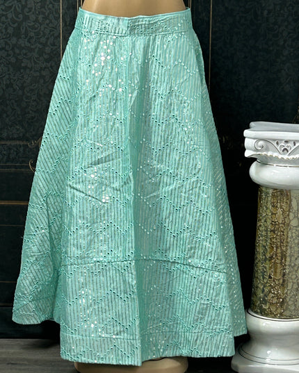 Light green mirror lehenga - Kurti Connection USA