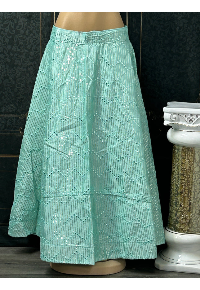 Light green mirror lehenga - Kurti Connection USA