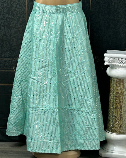 Light green mirror lehenga - Kurti Connection USA