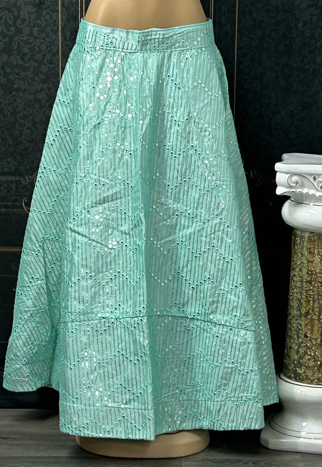 Light green mirror lehenga - Kurti Connection USA
