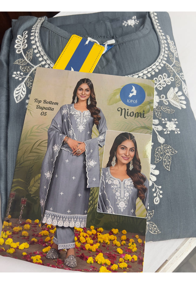 Linen silk chikankari Kurti set - Kurti Connection USA