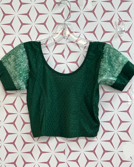Dark green Strechable blouse : size XXS - Kurti Connection USA