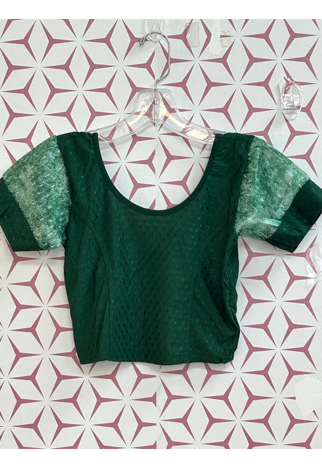 Dark green Strechable blouse : size XXS - Kurti Connection USA