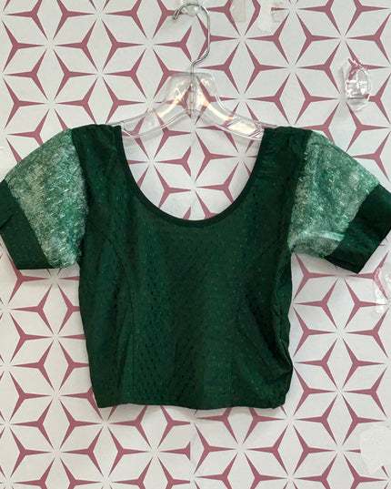 Dark green Strechable blouse : size XXS - Kurti Connection USA