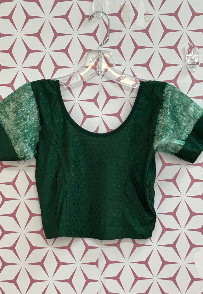 Dark green Strechable blouse : size XXS - Kurti Connection USA