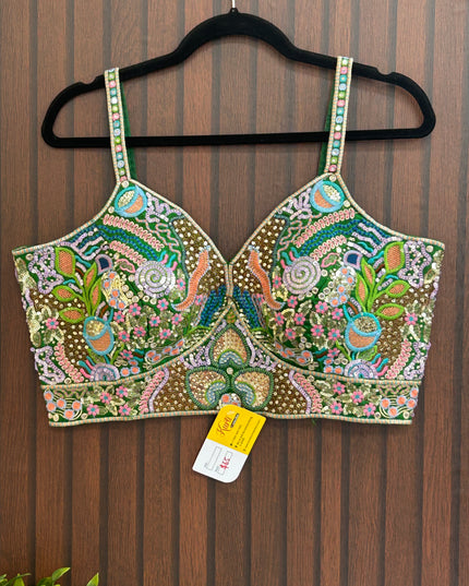 Embroidered sleeveless blouse - Kurti Connection USA