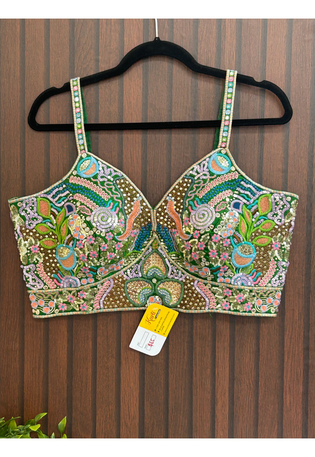 Embroidered sleeveless blouse - Kurti Connection USA