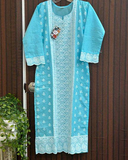 Cotton Chikankari kurti - Kurti Connection USA