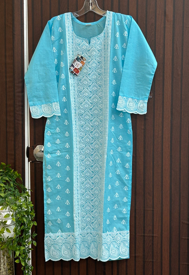 Cotton Chikankari kurti - Kurti Connection USA