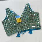 Teal blue mirror blouse