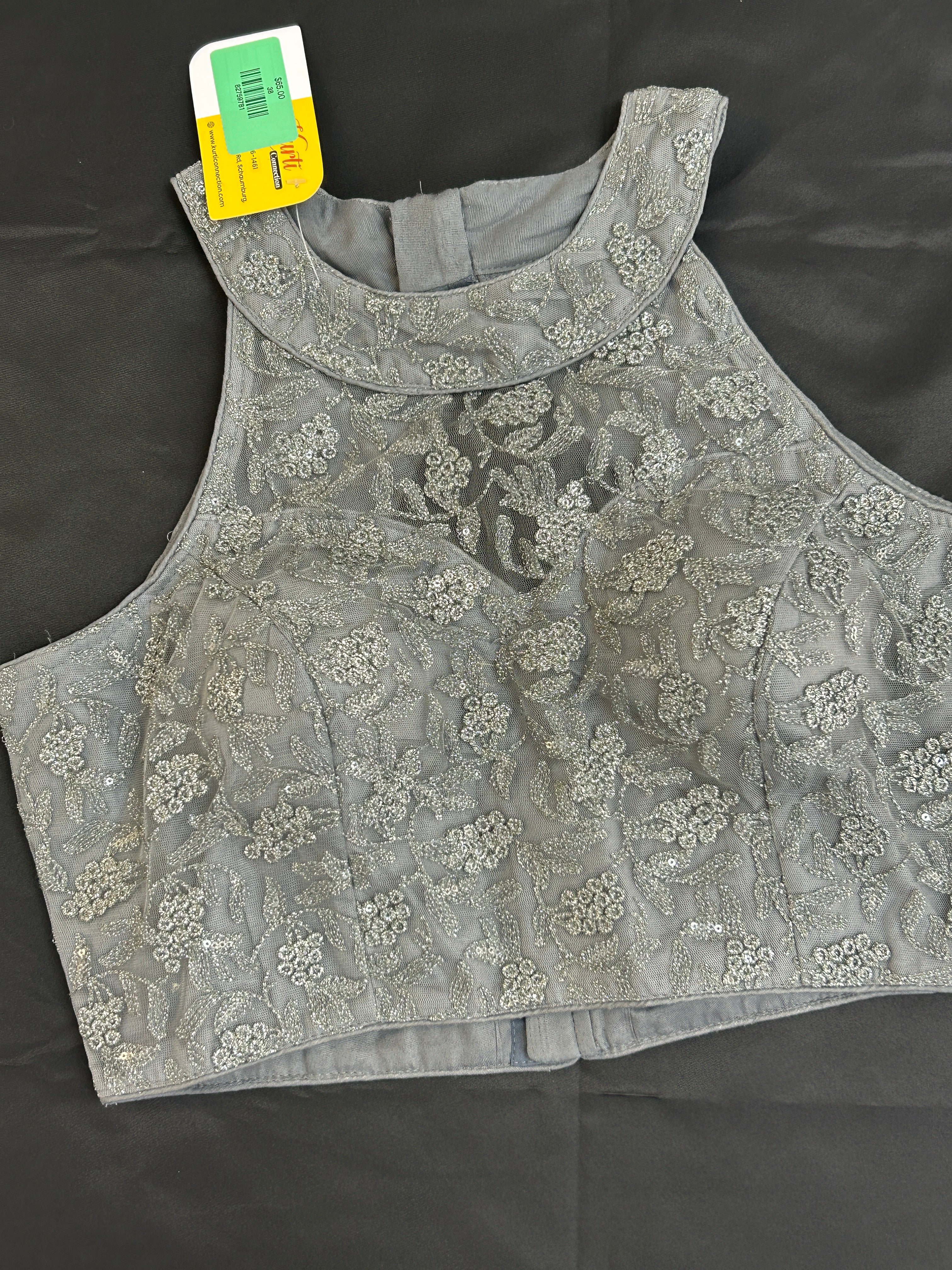 Grey halter neck blouse