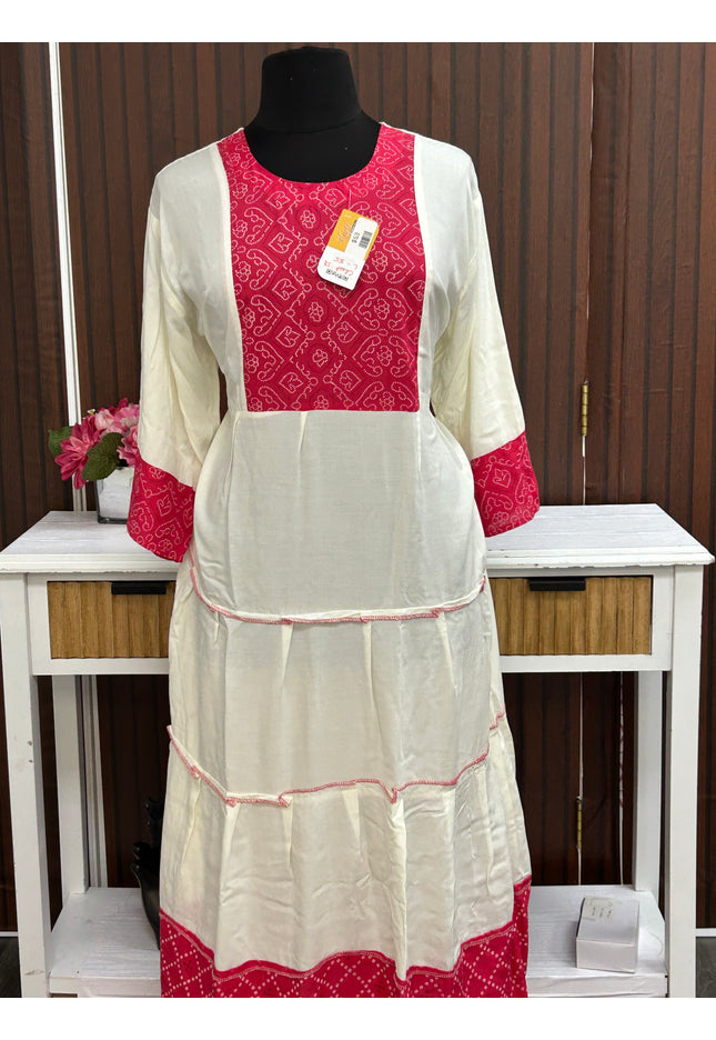 Off white long kurti - Kurti Connection USA