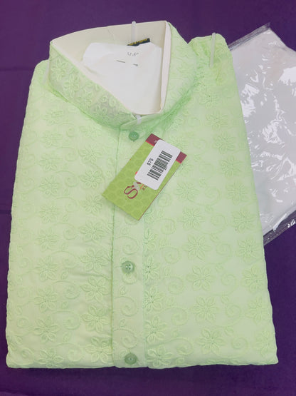 Cotton chikankari kurta pajama - Kurti Connection USA