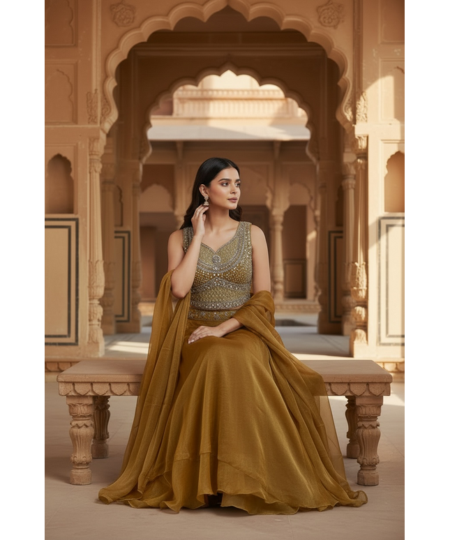 Dark orange lehenga Choli set