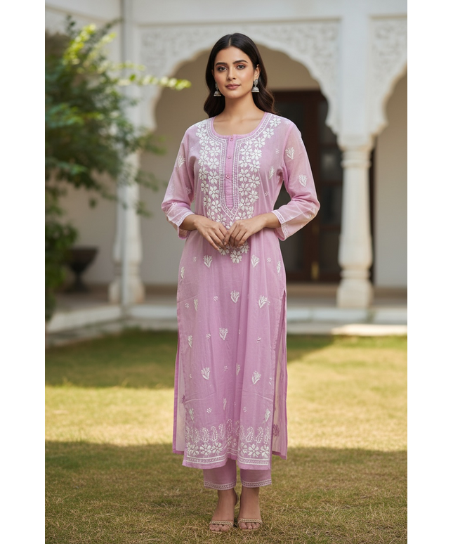 Cotton chikankari kurti (pant not included)