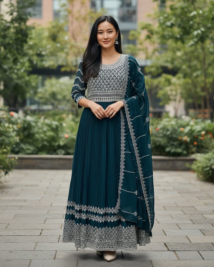 Party wear long gown with dupatta/ Anarkali - Kurti Connection USA