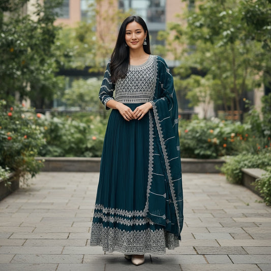 Party wear long gown with dupatta/ Anarkali